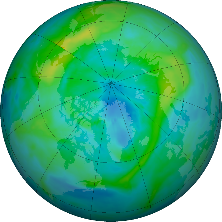 Arctic ozone map for 03 October 2015